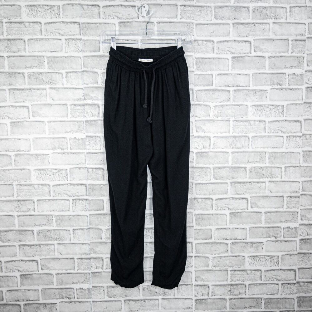 BLACK CRANE Drawstring Pants Black Rayon Wool Size XS - Picture 2 of 9